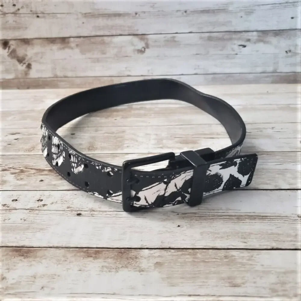 Tony Hawk Black & Off White Synthetic Leather Belt - 22-24 Size S